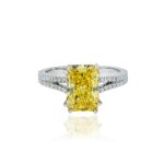 3.83 Carat Radiant Statement | Fancy Yellow | 18K White Gold | Sunlit Royal Radiance