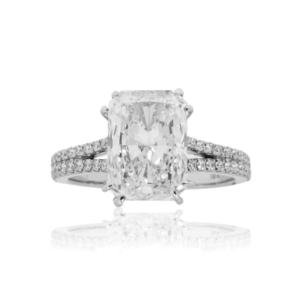 4.41 Carat Cushion Diamond Ring | Brilliant White | 18K White Gold | Effortless Elegance