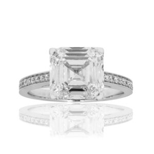 4.61 Carat Asscher Diamond Ring | Brilliant White | 18K White Gold | A Classic Statement