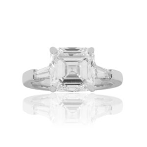 4.97 Carat Asscher Diamond Ring | Brilliant White | 18K White Gold | Effortless Elegance