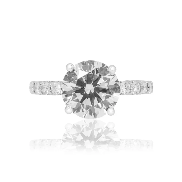 7.02 Carat Round Brilliant Diamond Ring | Brilliant White | 18K White Gold