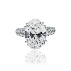 8 Carat Oval Diamond Ring | Brilliant White | 18K White Gold | Signature Sophistication