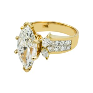 5.13 Carat Marquise Diamond Ring | Brilliant White | 18K Yellow Gold | Refined Grandeur