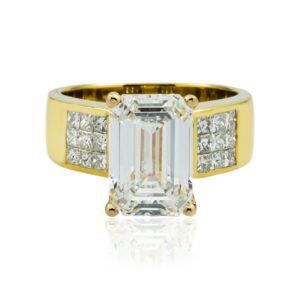 5.19 Carat Emerald Diamond Ring | 18K Yellow Gold | Refined Grandeur