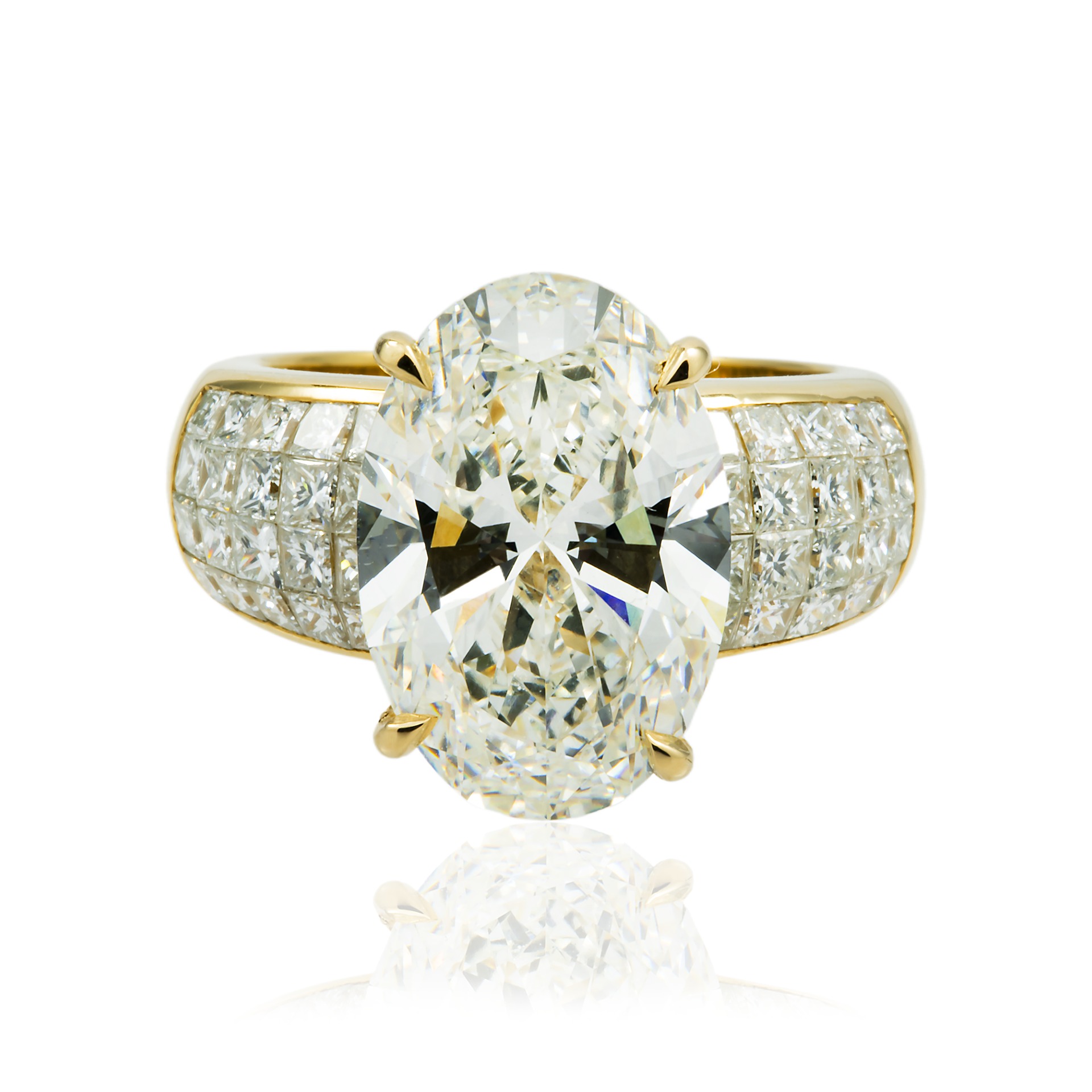 18k-yellow-gold-6-16ct-oval-cut-diamond-engagement-ring-8-15ctw-96000-front-view-primary.jpg 6.16 Carat Oval Diamond Ring | Brilliant White | 18K Yellow Gold | Signature Sophistication - Image 1
