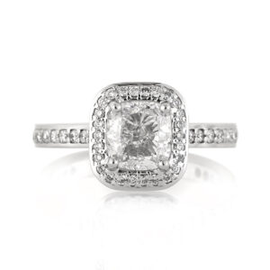 2.17 Carat Cushion Diamond Ring | Brilliant White | 14K White Gold | Effortless Elegance