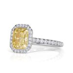 2 Carat Radiant Diamond Ring | Fancy Yellow | 14K White Gold | Sunlit Royal Radiance - Image 3