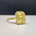 2.28 Carat Radiant Halo Diamond Ring | Fancy Yellow | 14K White Gold