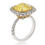 10 Carat Cushion Halo Diamond Ring | Fancy Yellow | 14K White Gold | Sunlit Royal Radiance - Image 3