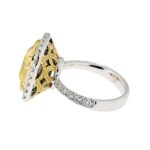 10 Carat Cushion Halo Diamond Ring | Fancy Yellow | 14K White Gold | Sunlit Royal Radiance - Image 4