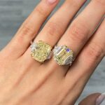 10 Carat Cushion Diamond Ring | Fancy Yellow | 14K White Gold | Sunlit Royal Radiance - Image 2