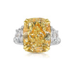 10 Carat Cushion Diamond Ring | Fancy Yellow | 14K White Gold | Sunlit Royal Radiance - Image 4