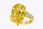 10.06 Carat Pear Diamond Ring | Fancy Yellow | 14K Yellow Gold | Colour-Collector’s Treasure - Image 5