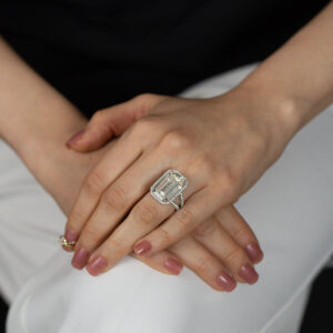 20.21 Carat Emerald Halo Diamond Ring | 18K Gold | Unparalleled Brilliance