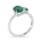 2.4 Carat Emerald Toi Et Moi Diamond Ring | 14K White Gold - Image 4