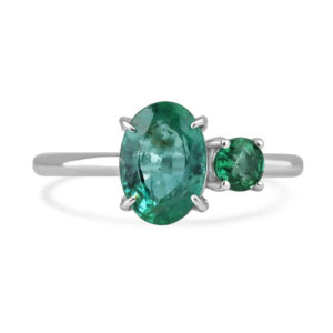 2.4 Carat Emerald Toi Et Moi Diamond Ring | 14K White Gold