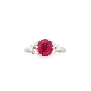 2 Carat Round Brilliant Statement | Ruby Red | 14K White Gold | Modern Nobility | Heirloom