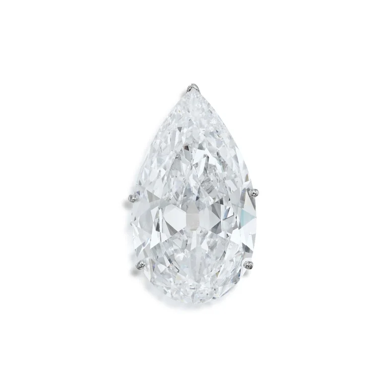 20 Carat Pear Statement | Brilliant White / F color | SI | 14K White Gold
