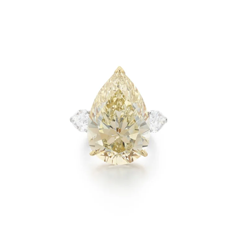 20 Carat Pear Statement | Fancy Yellow | 14K White Gold | Sunlit Royal Radiance | Heirloom