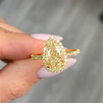 2 Carat Pear Halo Diamond Ring | Fancy Yellow | 14K White Gold | Sunlit Royal Radiance - Image 2