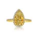 2 Carat Pear Halo Diamond Ring | Fancy Yellow | 14K White Gold | Sunlit Royal Radiance - Image 7