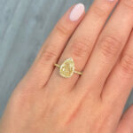 2 Carat Pear Halo Diamond Ring | Fancy Yellow | 14K White Gold | Sunlit Royal Radiance