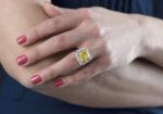 10.27 Carat Cushion Halo Diamond Ring | Fancy Yellow | 14K White Gold - Image 2