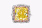 10.27 Carat Cushion Halo Diamond Ring | Fancy Yellow | 14K White Gold - Image 4
