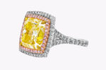 10.27 Carat Cushion Halo Diamond Ring | Fancy Yellow | 14K White Gold - Image 5