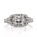 1.93 Carat Princess Diamond Ring | Brilliant White | 14K White Gold | Refined Light