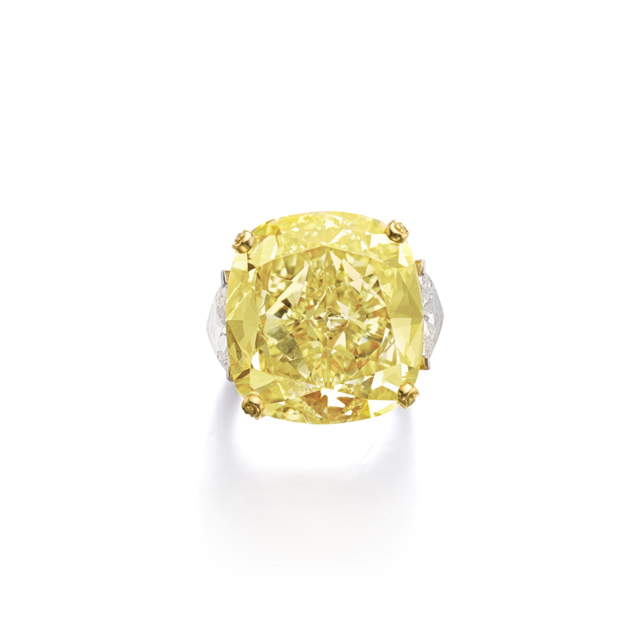 25-carats-fancy-intense-yellow-diamond-ring-995-000-front-view-primary.jpg 25 Carat Round Brilliant Statement | Fancy Yellow | 14K White Gold - Image 1