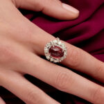 5 Carat Oval Halo Diamond Ring | Ruby Red | 18K Gold | Radiant Elegance | High Jewellery - Image 4