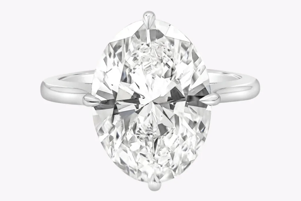 7.04 Carat Oval Diamond Ring | Brilliant White | 18K Gold | Signature Sophistication