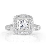 2.5 Carat Cushion Diamond Ring | Brilliant White | 14K White Gold | Modern Nobility