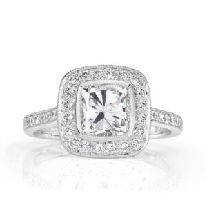 2.5 Carat Cushion Diamond Ring | Brilliant White | 14K White Gold | Modern Nobility