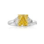 2 Carat Round Brilliant Diamond Ring | Fancy Yellow | 14K White Gold | Sunlit Royal Radiance