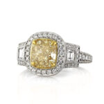 3 Carat Cushion Diamond Ring | Fancy Yellow | 14K White Gold | A Crown-Worthy Fancy Rarity - Image 2