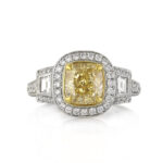 3 Carat Cushion Diamond Ring | Fancy Yellow | 14K White Gold | A Crown-Worthy Fancy Rarity