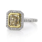 3 Carat Radiant Diamond Ring | Fancy Yellow | 14K White Gold | Sunlit Royal Radiance - Image 2
