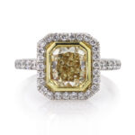 3 Carat Radiant Diamond Ring | Fancy Yellow | 14K White Gold | Sunlit Royal Radiance