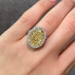 10.77 Carat Oval Halo Diamond Ring | Fancy Yellow | 14K White Gold | Sunlit Royal Radiance - Image 2