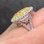 10.77 Carat Oval Halo Diamond Ring | Fancy Yellow | 14K White Gold | Sunlit Royal Radiance - Image 4