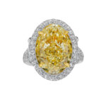 10.77 Carat Oval Halo Diamond Ring | Fancy Yellow | 14K White Gold | Sunlit Royal Radiance - Image 7