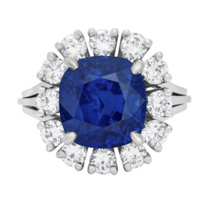 3 Carat Cushion Statement | Royal Blue Sapphire | 14K White Gold | Modern Nobility