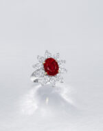 3 Carat Round Brilliant Statement | Ruby Red | 14K White Gold | Quiet Power | High Jewellery - Image 2