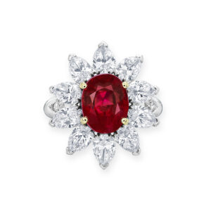3 Carat Round Brilliant Statement | Ruby Red | 14K White Gold | Quiet Power | High Jewellery
