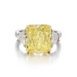 15 Carat Round Brilliant Statement | Fancy Yellow | 14K White Gold | Sunlit Royal Radiance