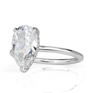 2.8 Carat Pear Diamond Ring | Brilliant White | 14K White Gold | Quiet Power | Signature