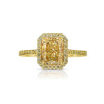 3 Carat Radiant Halo Diamond Ring | Fancy Yellow | 14K White Gold - Image 3