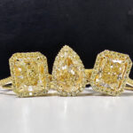 3 Carat Radiant Halo Diamond Ring | Fancy Yellow | 14K White Gold